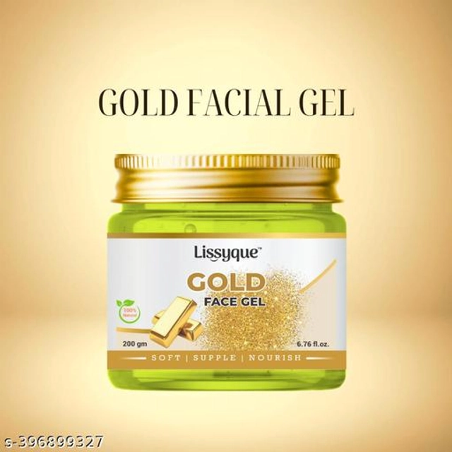  Lissyque Gold Gel, Face And Hair, Ideal For Acne Scars, Dark Circles, Moisturising, Soothing, Multipurpose Gel - 200 gm