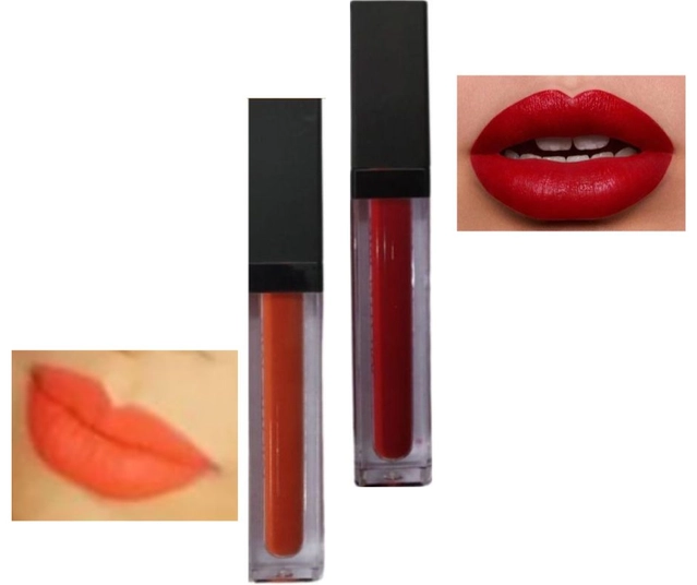 Matte Me Ultra Smooth Lip Colors (Red & Orange, Pack of 2)