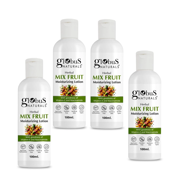 Globus Naturals Herbal Mix Fruit Moisturizing Body Lotion (100 ml, Pack of 4)