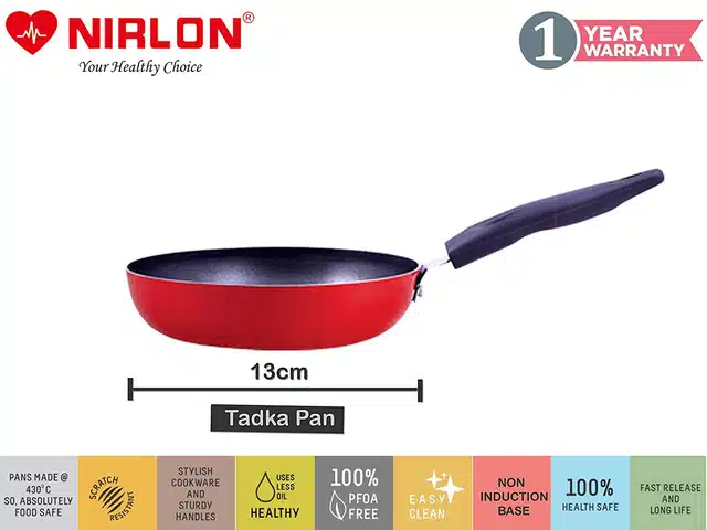 Aluminium Nonstick Cookwear Set with Glass Lid (Red, Set of 5)