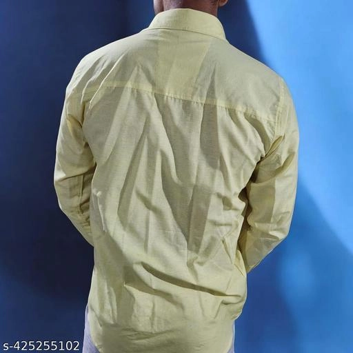 Full Sleeves Solid Shirt for Men (Yellow, L)