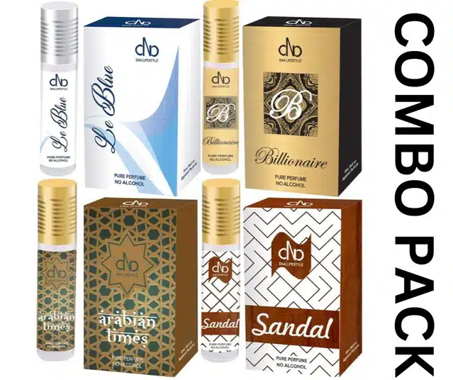 Combo of Roll On Apparel Perfumes (Pack of 4, 6 ml)