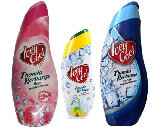 Labolia Icey Cool Herbal Cool (100 g) with Blue Deo Talc (300 g) & Rose Herbal Cool (300 g) Talcum Powder (Set of 3)