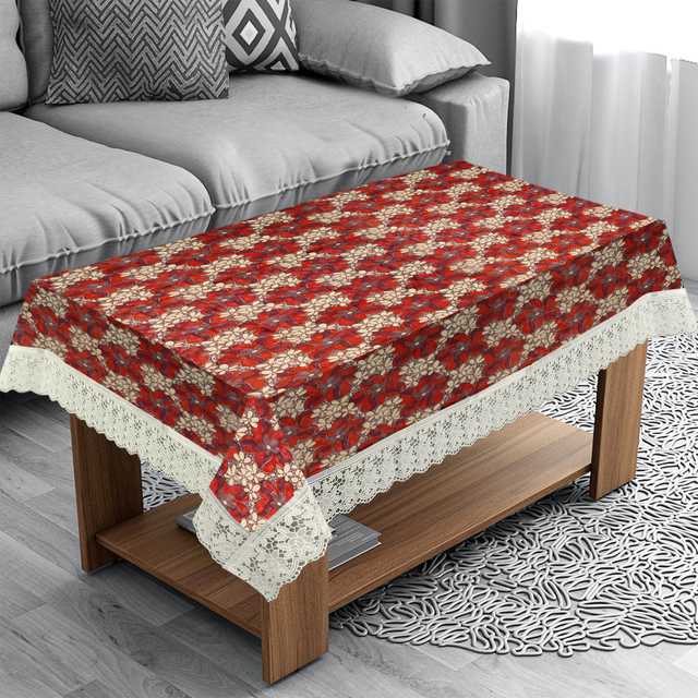E-Retailer PVC Waterproof Center Table Cover (Red, 60X40 Inches) (SPM-51)