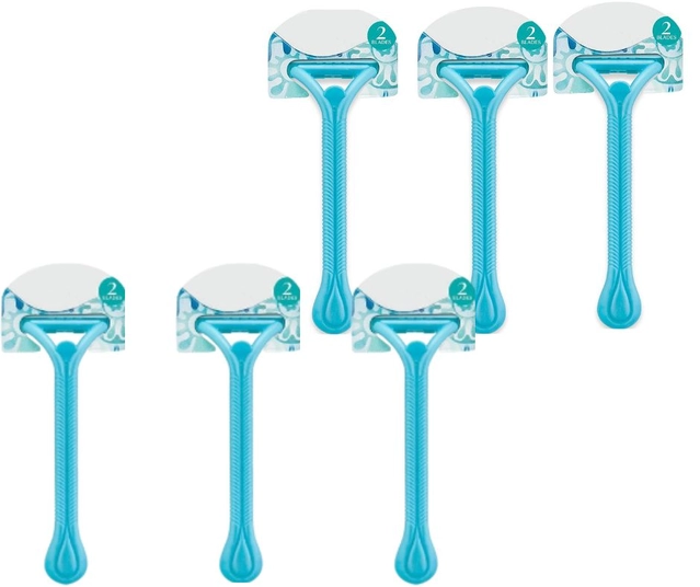 Softcare Disposable Twin Blades Razors for Female (Blue, Pack of 6)