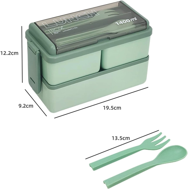 Magic Plus Premium Quality Plastic Lunch Box Tiffin Box 3 Containers Lunch Box (Green, 1500 ml) (Pack Of 1)