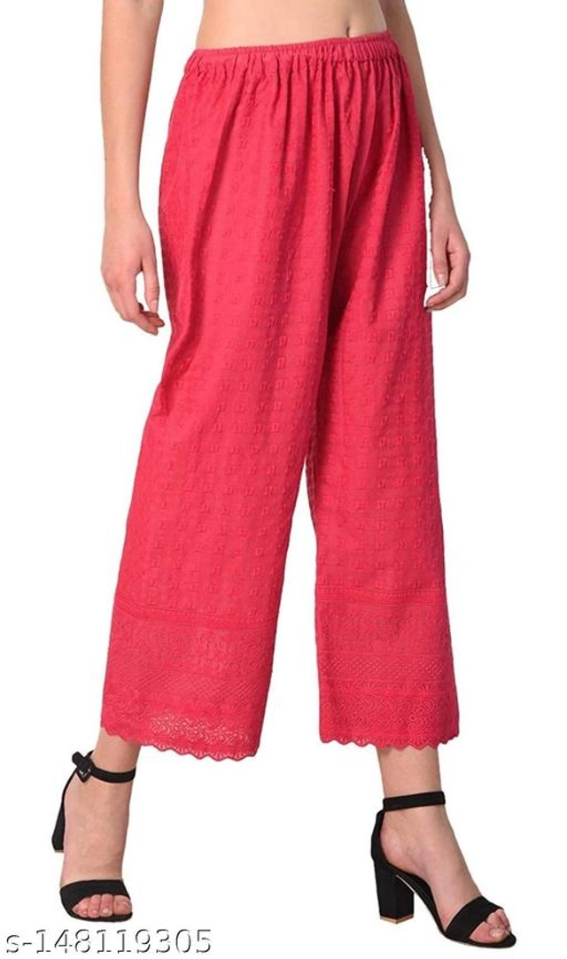 Cotton Blend Palazzos for Women (Pink, 30)