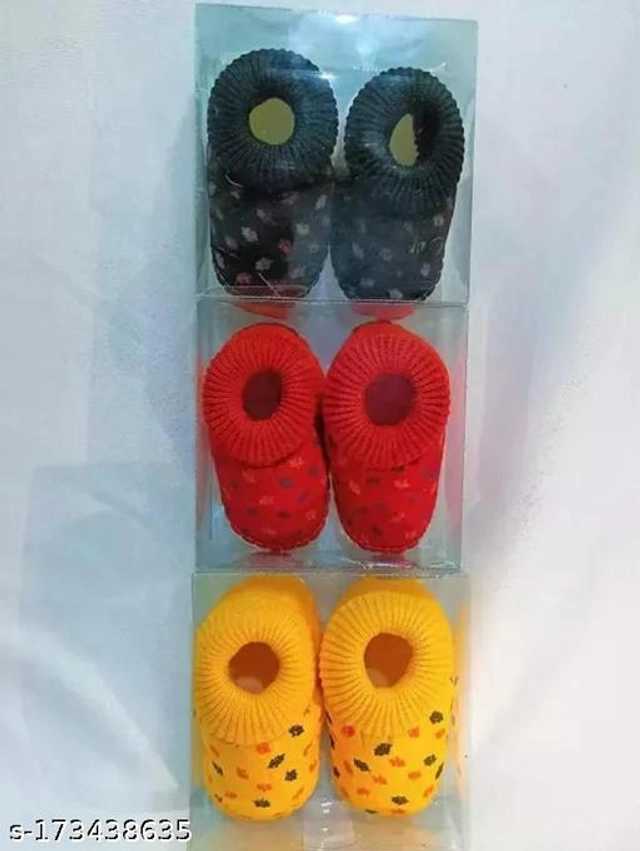 Shoes for Infants (Multicolor, 0-3 Months) (Pack of 3)