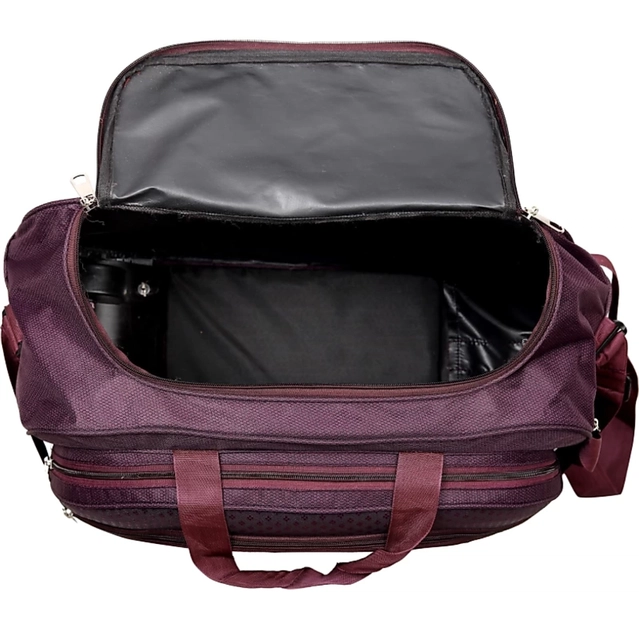 Polyester Solid Waterproof Duffel Bag with Wheels (Purple, 60 L)