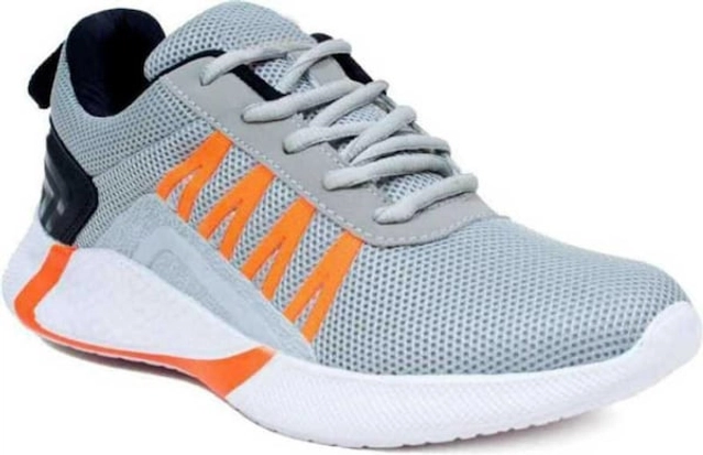 Sports Shoes For Men (Grey_Orange, 8) (Bp)