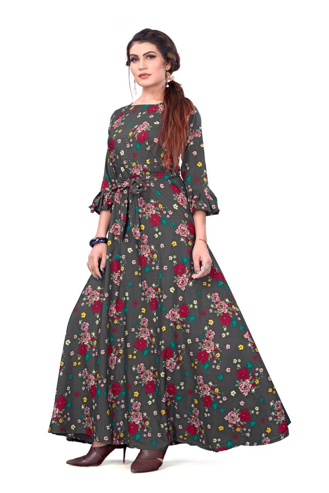 Fit and Flare Gown for womens (Multicolor, XL) (NE23)