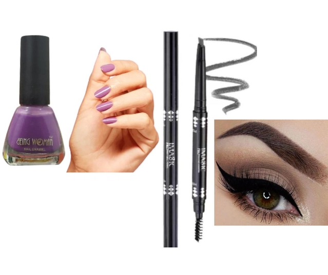 Nail Polish with Pencil Eyeliner (Purple & Black, Set of 2)