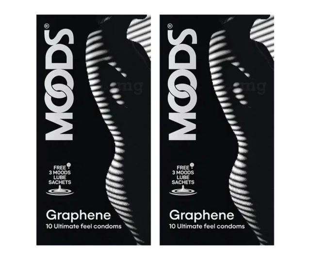 Moods Graphene 10 Pcs Condoms with 3 Pcs Free Lube Sachets (Pack of 2)