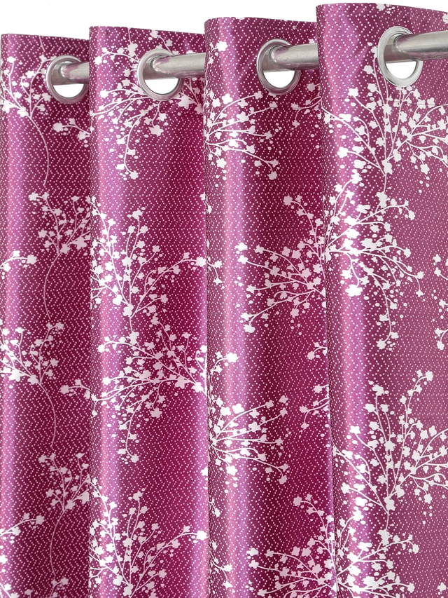 Polyester Curtain for Window (Purple, 9x4 Feet) (Pack of 2)