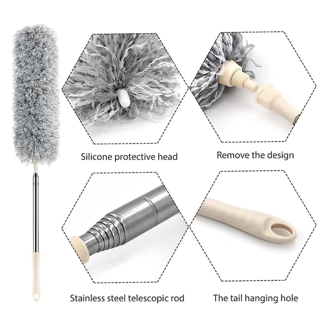 MAGIC PLUS Fan Mop Microfiber Feather Duster Bendable-Extendable Window Blinds, Wet&Dry. Microfibre Dry Brush (Pack of 1)