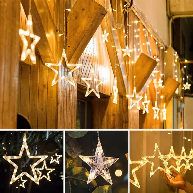 Stars LED Curtain String Lights for Festive Decoration (Multicolor, Set of 1)