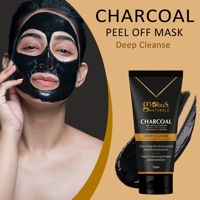 Globus Naturals Charcoal Peel Off Mask (75 g, Pack of 4)