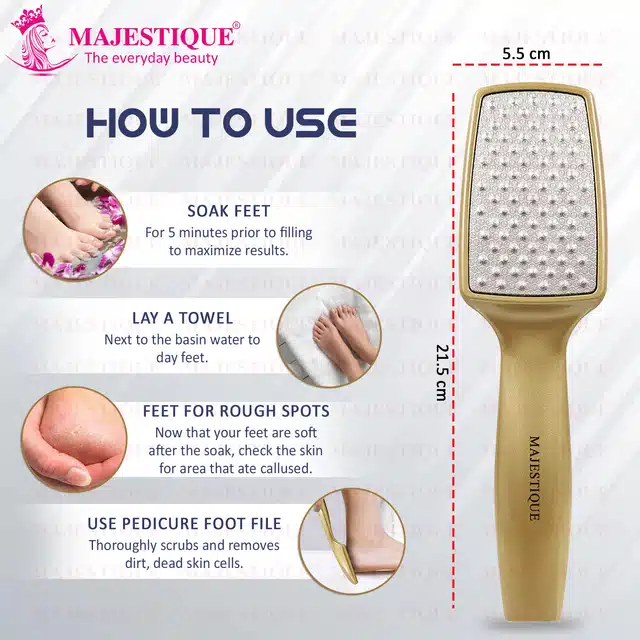 Majestique Professionally Designed Callus Remover Foot Scrubber (Pack of 1, Gold) (BB-27)