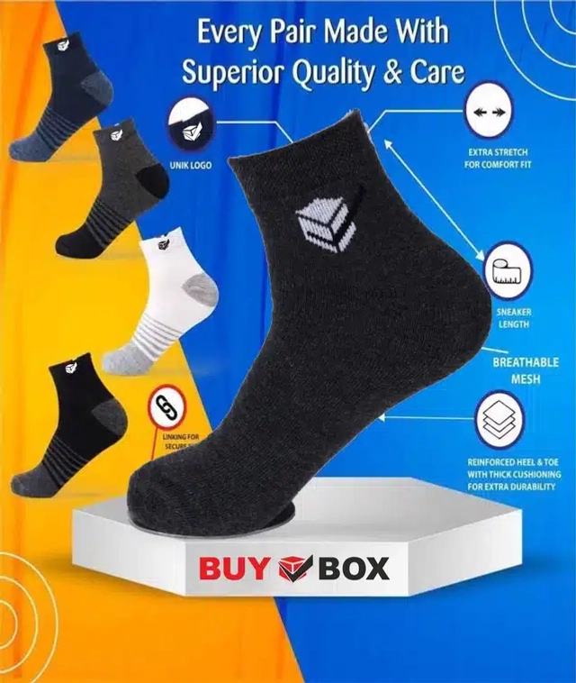 Cotton Ankle Socks For Men (Multicolor, Set Of 10)