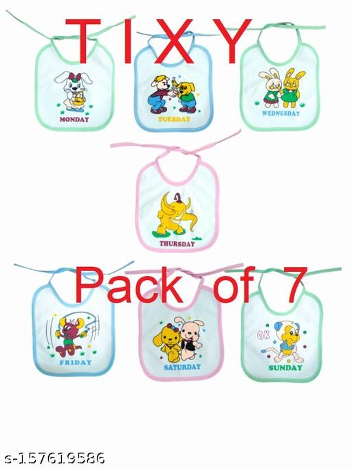 Cotton Bibs for Baby (Multicolor, 0-3 Months) (Pack of 7)