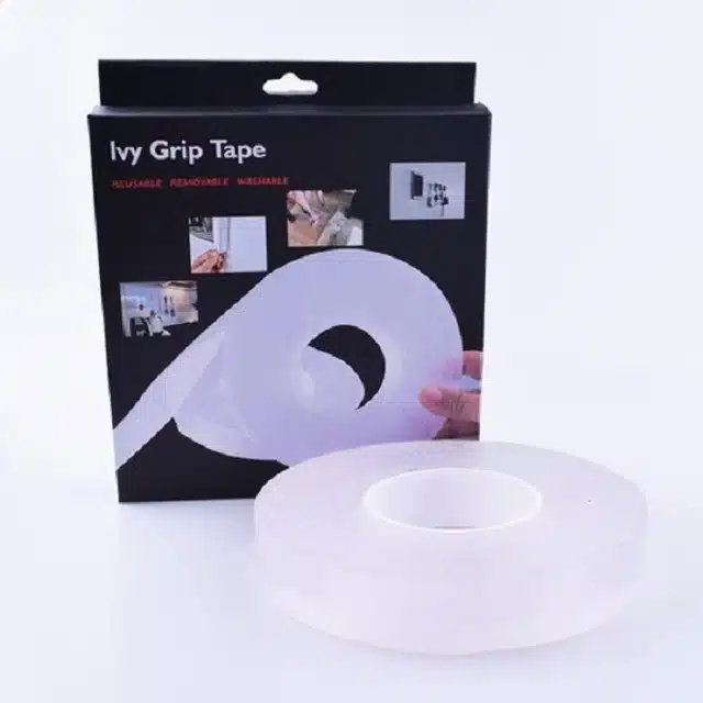 Nano Double Sided Heavy Duty Transparent Adhesive Grip Tape  (White)