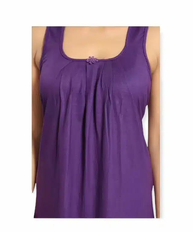 Cotton Sleeveless Nighty for Women (Purple, Free Size)