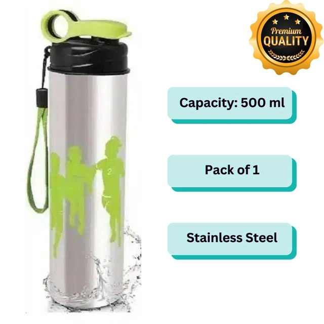 Stainless Steel Non-Insulated Water Bottle (Green, 500 ml)