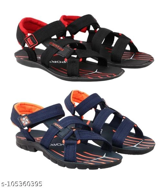 Sandals for Men (Black & Navy Blue, 6) (Pack of 2)
