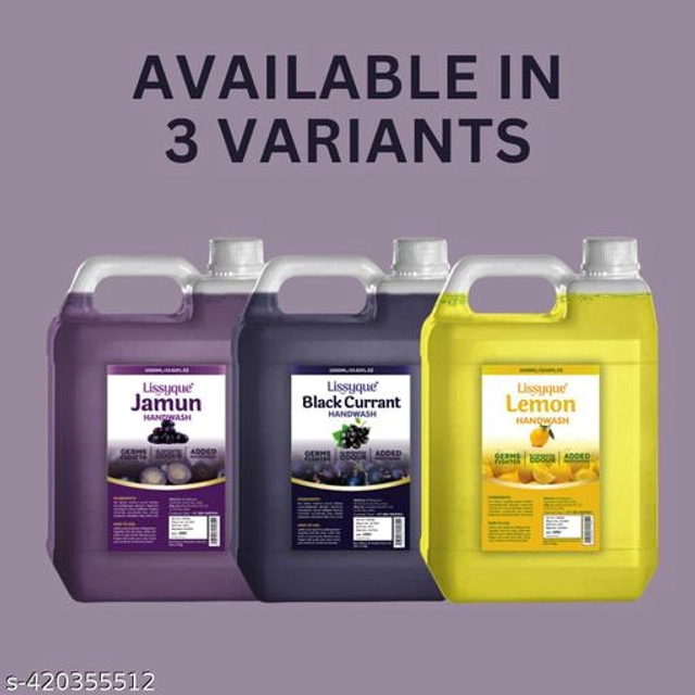  Lissyque Handwash Jamun, Black Currant, Lemon- 1000ml (Pack Of 3)