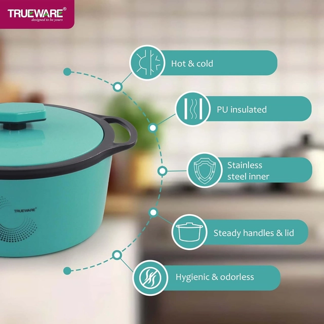 Trueware Orchid Inner Steel BPA Free PU Insulated Thermoware Casserole  (1100 ml) Green