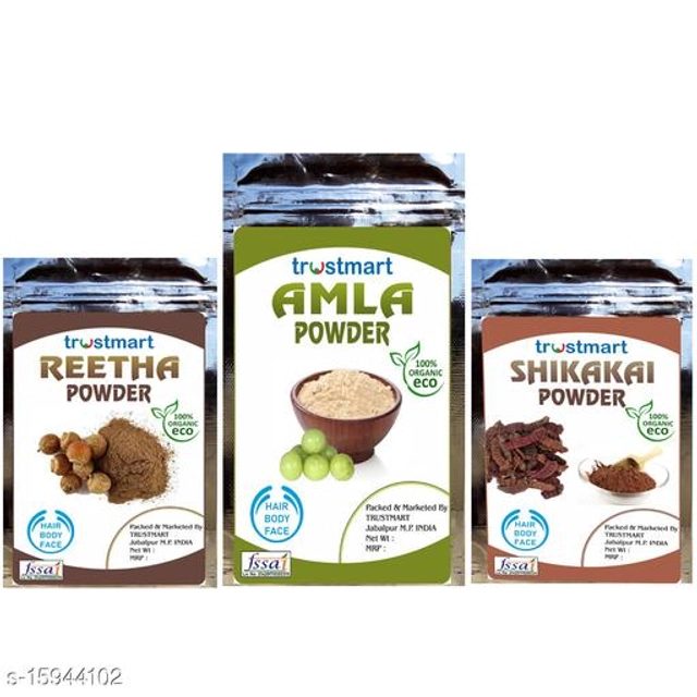 Trustmart Natural Amla (2 Pcs), 2 Pcs Reetha & 2 Pcs Shikakai Hair Care Powder (50 g, Pack of 6)