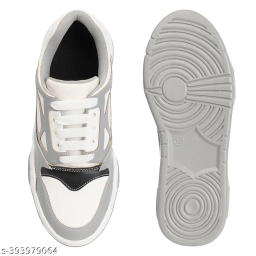 Casual Shoes for Women (Grey & White, 7)