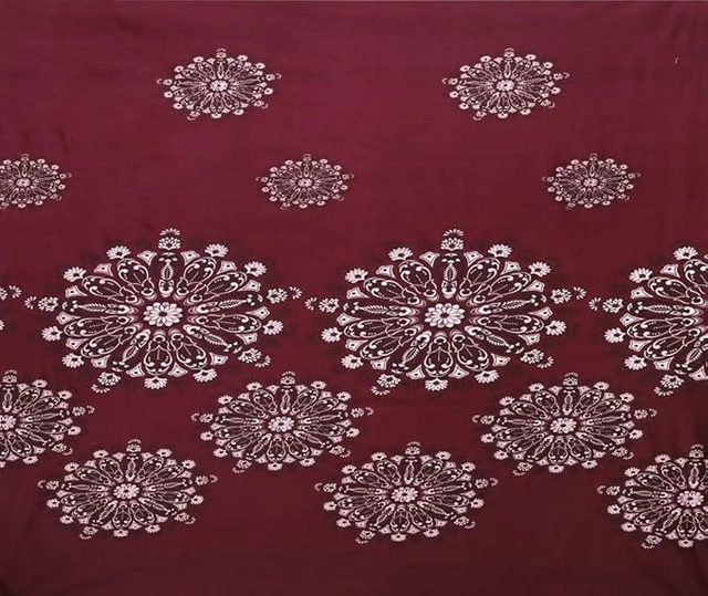 Glace Cotton Fitted Bedsheet With 2 Pillow Covers (Maroon, 90x90 inches)