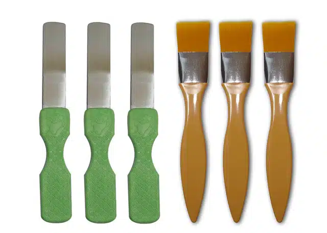 Plastic Knife with Paint Brush Set (Multicolor, Set of 6)