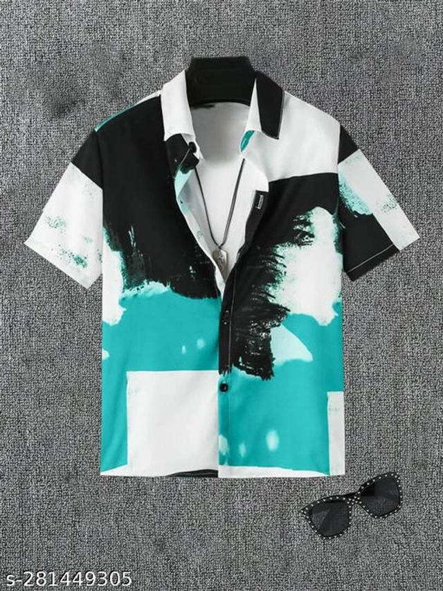 Half Sleeves Printed Shirt for Boys (Multicolor, 9-10 Years)