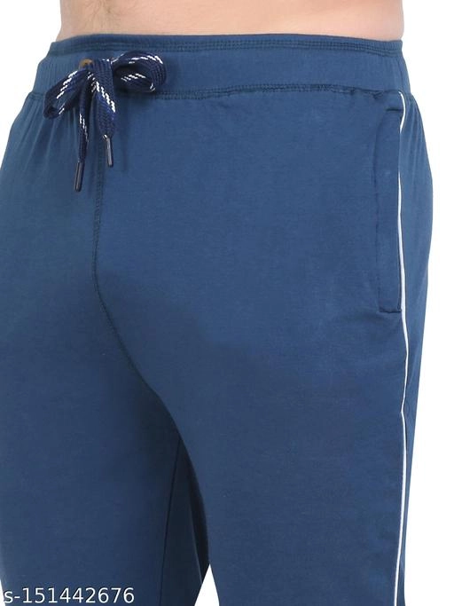 Cotton Blend Three Quarter Pants for Men (Blue, 30)