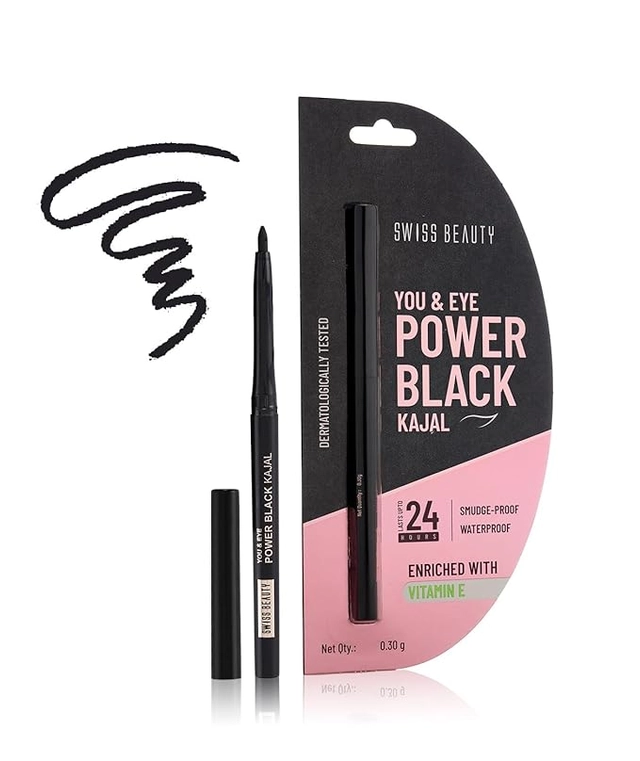 Swiss Beauty You & Eye Power Waterproof Black Kajal (0.30gm)