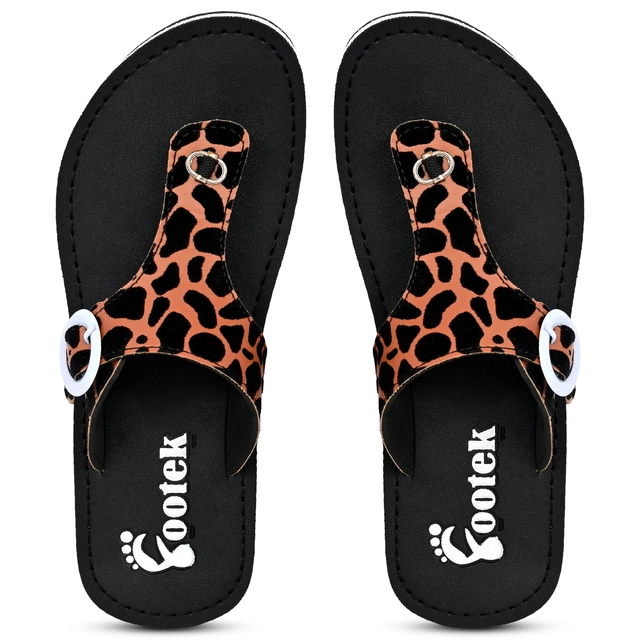 Slippers for Women (Black & Orange, 6)