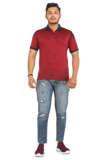 Fosty Men's Cotton Stylish T-Shirts (Maroon, XXL) (ADE-583)