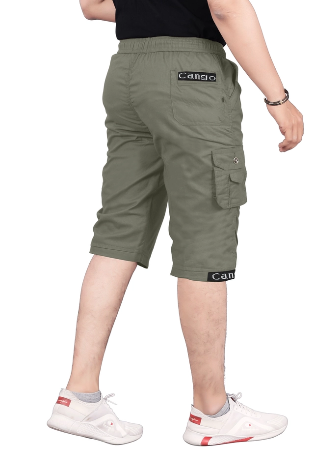 Cotton Striped Capri for Men (Olive, 28)