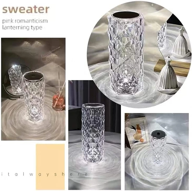 Immutable  Crystal Lamp,Color Changing Rose,USB Rechargeable Table Lamp  (20 cm, Diamond Crystal Lamp)