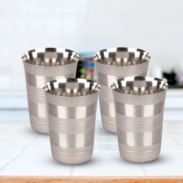 NIVIS Stainless Steel Fortuner Tumbler (195 ml each, pack of 4)