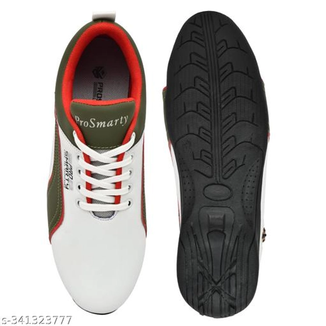 Sports Shoes for Men (White & Olive, 6)