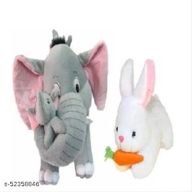 Stuffed Toys for Kids (Grey & White, Set of 2)