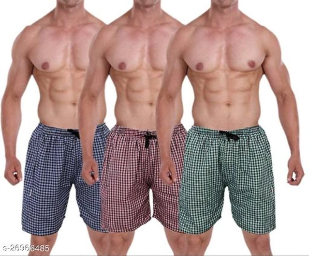 Cotton Shorts for Mens (Multicolor, 28) (Pack of 3)