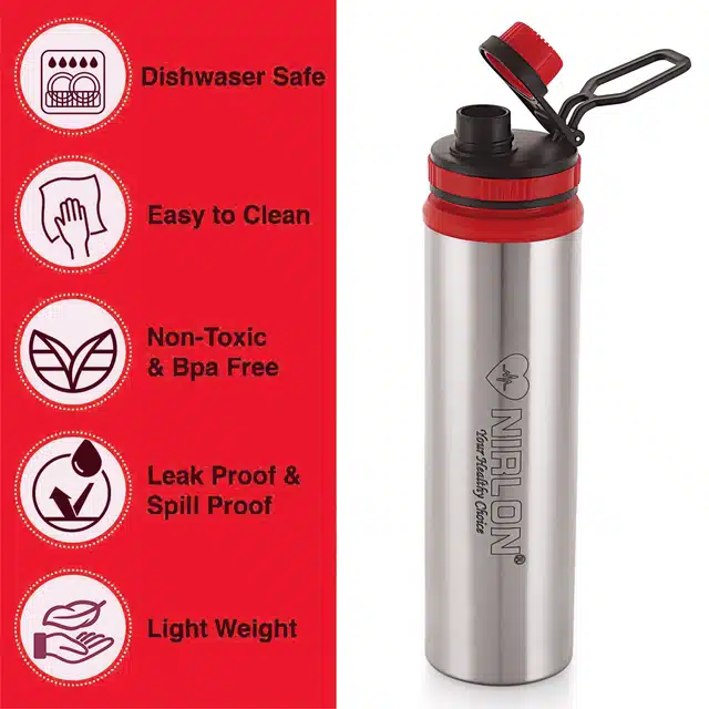 Stainless Steel Water Bottles (Silver, 900 ml)