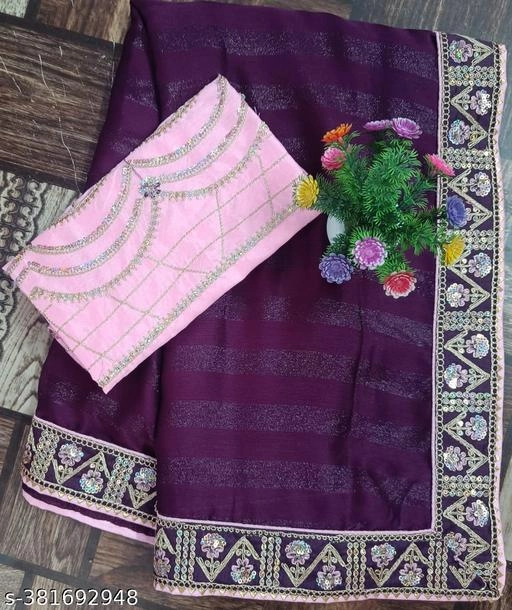 Simmer Embroidered Saree for Women (Purple, 6.3 m)