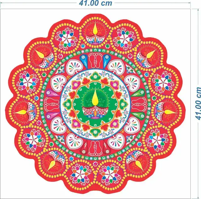 गॉड & गोड्स रंगोली फ्लोर स्टीकर 802 वॉल स्टीकर (40 x 60 x 0.1 Cm)