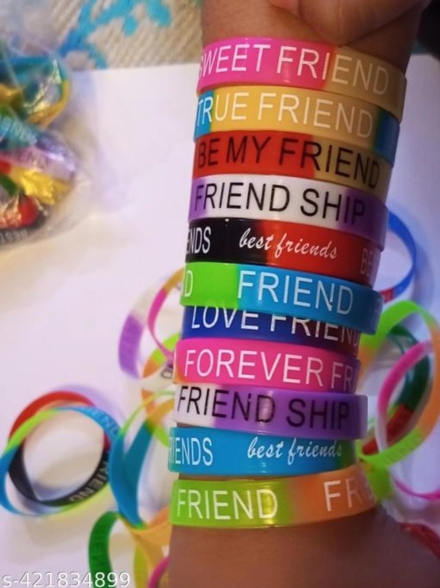 Rubber Friendship Wrist Bands (Multicolor, Pack of 10)