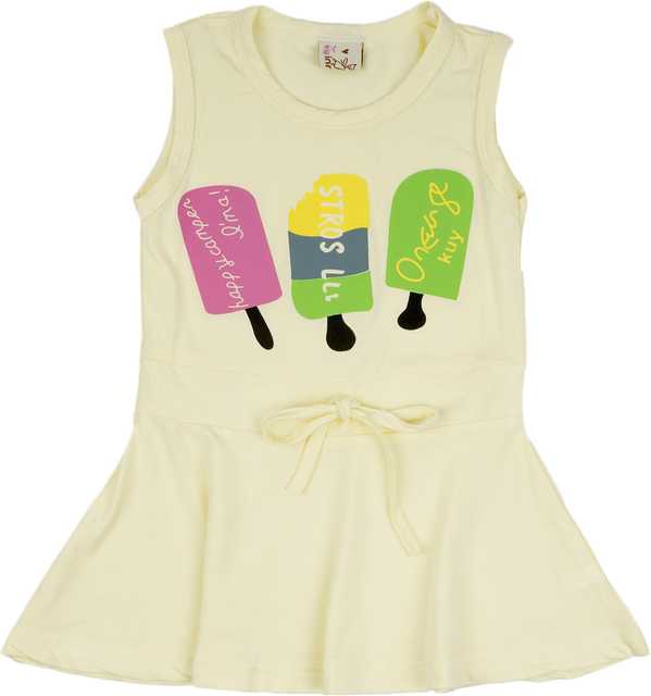 Icable Casual Cotton Blend Kids Dress (Beige, 6-12 Months) (PJ-11)